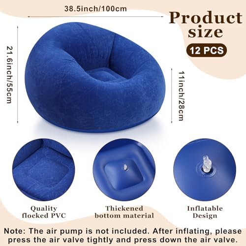 Realspring Inflatable Bean Bag Chairs, Dark Blue - Image 3