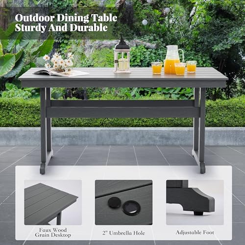 HDPE Dining Table Set for 6, 7-Piece Outdoor Table and Chairs Include 6 Dining - Image 4