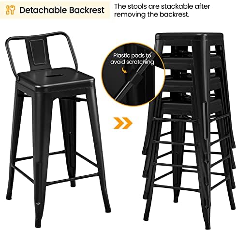 Yaheetech 26 Inch Metal Bar Stools Set of 4 Bar Chairs - Image 7