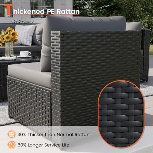 Patio Furniture Set, 7-Piece Outdoor Wicker Sectional Sofa - Image 4