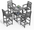 Ciokea 5 Pcs Outdoor Bar Height Table Set, Square High Top Bar Table by CIOKEA