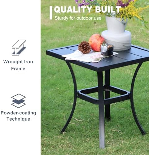 VICLLAX 18" Outdoor Side Table Small Patio End Table Square Bistro Coffee Table - Image 4
