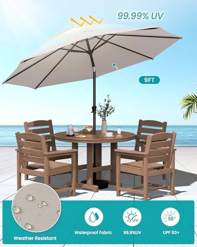 SERWALL 6-Pc Dining Set, 4 Chairs&9FT Umbrella - Image 3