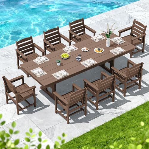 SERWALL Patio HDPE Dining Chairs Set of 2 - Image 5