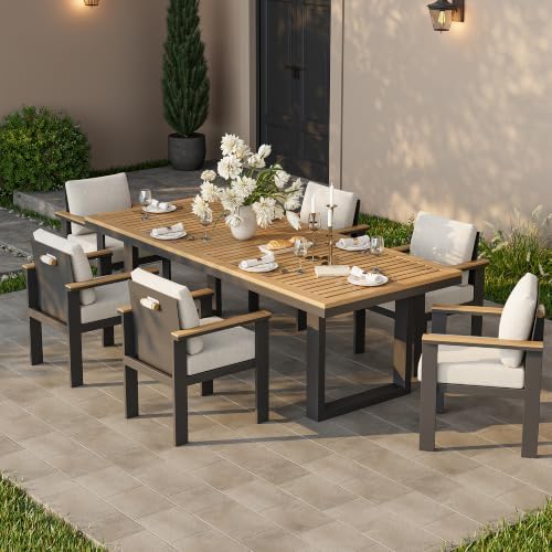 homary 7-Piece Teak & Aluminum Patio Dining Set by Homary