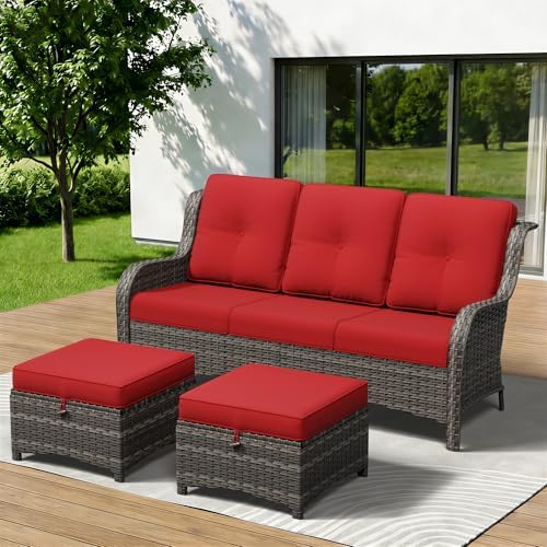 3-Piece Outdoor Couch Set, Include Wicker Patio Sofa - Image 2