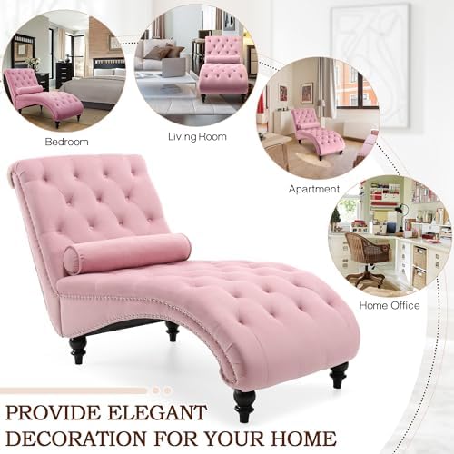 SLEERWAY Chaise Lounge Chair, Modern Velvet Upholstered Lounge Sofa Couch - Image 6
