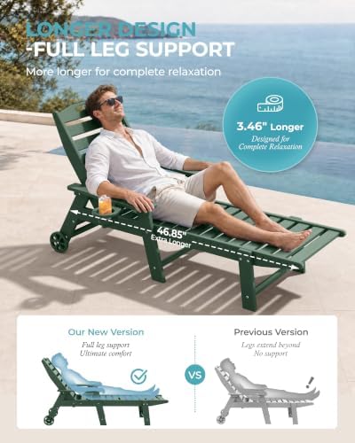 Ciokea Outdoor Chaise Lounge Chair, HDPE Patio Lounge Chair - Image 4