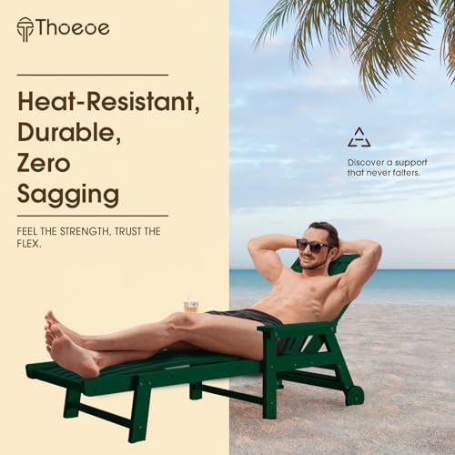 THOEOE Outdoor Chaise Lounge Chair, HDPE Pool Lounge Chair - Image 4