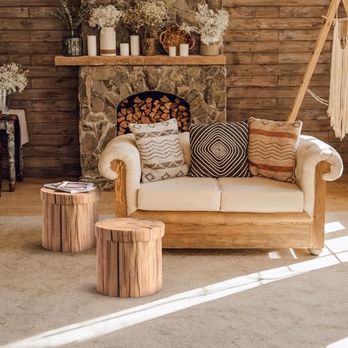 Sorbus Tree Stump Stool, 15 Inch Storage Ottoman & Footrest - Image 4