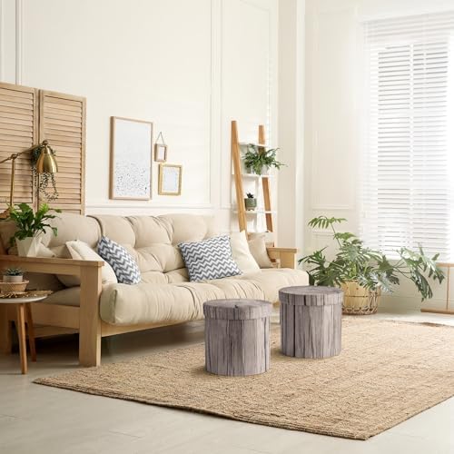Sorbus Tree Stump Stool, 15 Inch Storage Ottoman & Footrest - Image 2