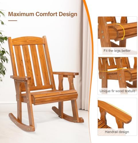 VINGLI Outdoor Rocking Chair Set of 2, Heavy Duty 600 LBS Rocker - Image 5