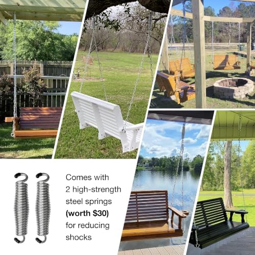 Fortune Candy Wooden Porch Swing 3-Seater, Iron Black, 5.5 FT Extra Large - Image 6