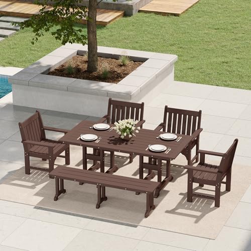 Outdoor Benches Weatherproof, Park Long Bench Poly Lumber Backless - Image 2