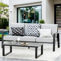 Outdoor Couch 3-Seat All-Weather Metal Outdoor Sofa Wite Outdoor Coffee Table by Makeyourlifebetter