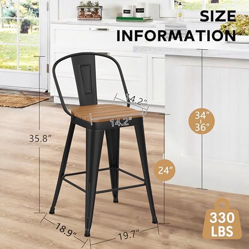 Metal Bar Stools Set of 4 Counter Height Chairs - Image 2
