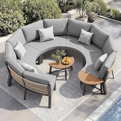 Luxury Patio Furniture Set for 8 People, 6-Piece Curved Patio Conversation Sets by ComfCove