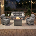 Luxury Swivel Rocker Chairs Fire Pit Table Set by Artfurniz