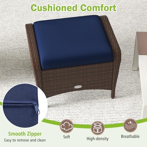 RELAX4LIFE 2-Piece Wicker Outdoor Ottoman - Image 5