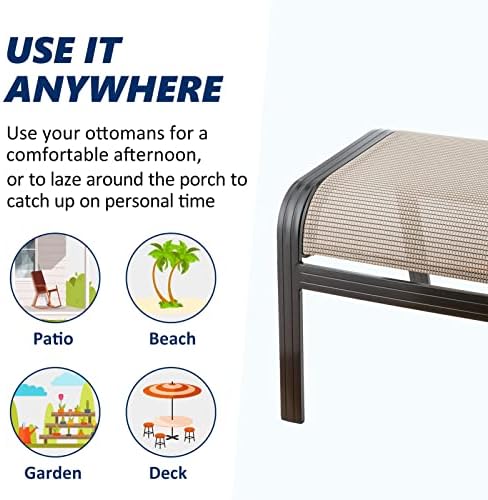 Outdoor Patio Ottoman Seat Textilene Portable Metal Footstool Portable Footrest - Image 5