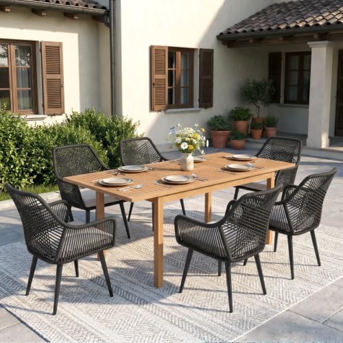 Patiorama 7 Piece Outdoor Dining Set, Cross Back by Patiorama