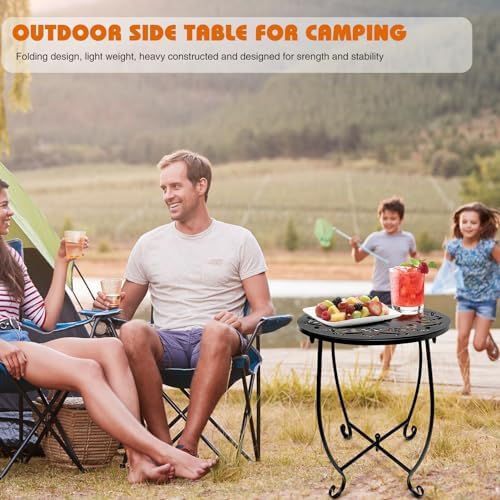 Fashion&cool 2 Pack Outdoor Side Tables, Weather Resistant Metal Outdoor End - Image 2