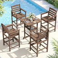 SERWALL 5 Pcs HDPE Bar Height Chairs and Double Layer Pub Table Set by SERWALL