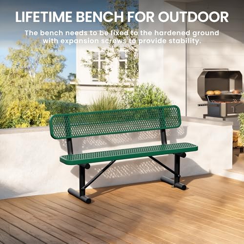 6 Feet Steel Park Bench for Outside, Outdoor Bench - Image 5