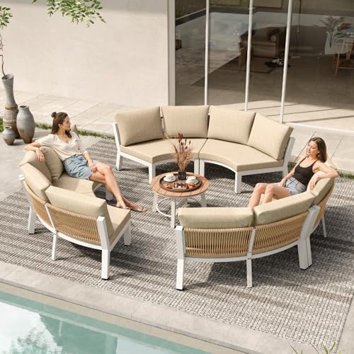 Luxury Patio Furniture Set for 8 People, 6-Piece Curved Patio Conversation Sets - Image 4