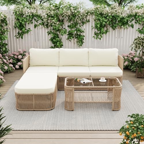 VilroCaz Outdoor PE Rattan Patio Furniture Sectional Sofa Set - Image 2