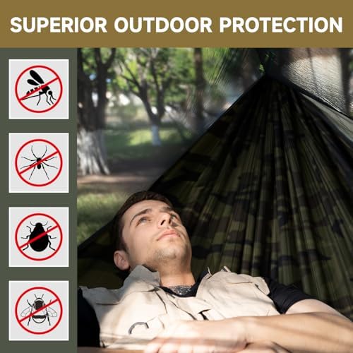 Camping Hammock with Mosquito Net and Ridge Rope, 2 Person Extra Large - Image 4