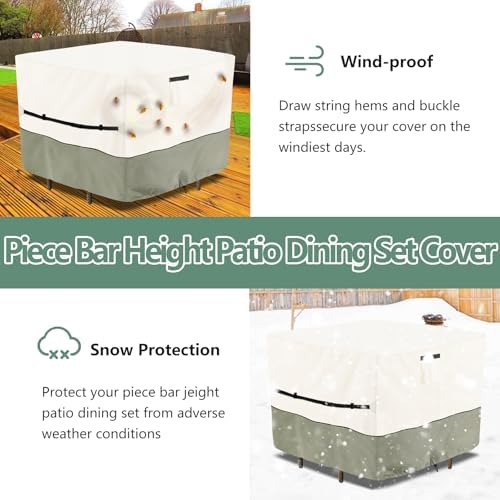 Square Patio Furniture Cover for 5-Piece Bar Height Patio Dining Set Covers - Image 6