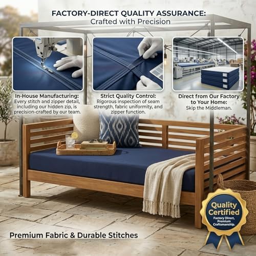 Twin Size Outdoor Swing Daybed Cushion Covers, Mattress Cover Water-Resistent - Image 7