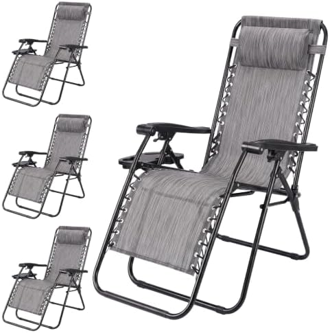 NEWBULIG Zero Gravity Chairs Set of 4, Folding Lounge Recliner Chair by NEWBULIG