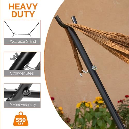 Double Hammock with Stand for Outside, Heavy-Duty - Image 6