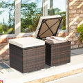ORALNER 16" Outdoor Ottoman, All-Weather Rattan Cube Footstool w/Removable by ORALNER