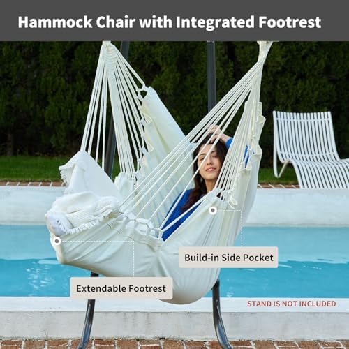 XL Hammock Chair with Footrest, Steel Spreader Bar, 500 lb Capacity - Image 2