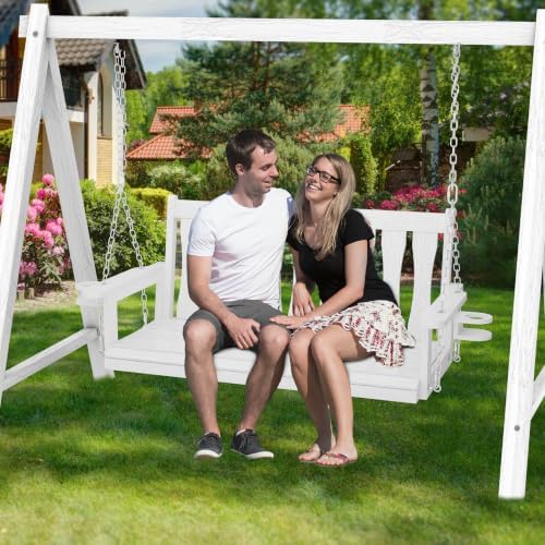 HIPS All-Weather Outdoor Hanging Porch Swing, 2 Seat Hanging Swing Bench - Image 7