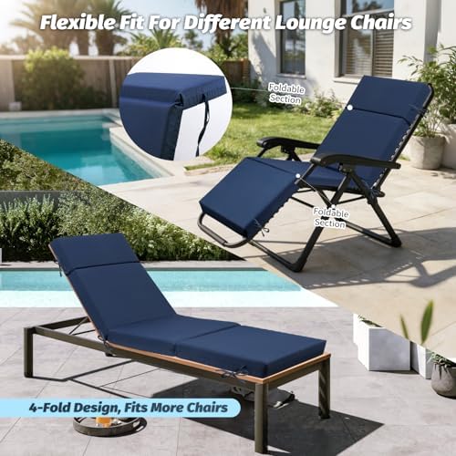 1 Pack Blue Outdoor Chaise Lounge Cushions - Image 6