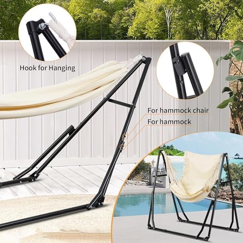 Ainfox Hammock with Foldable Stand, 2 in 1 Hammock and Swinging Chair with - Image 5