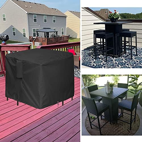 5 Piece Bar Height Patio Dining Set Cover, 66 Inch Square - Image 7