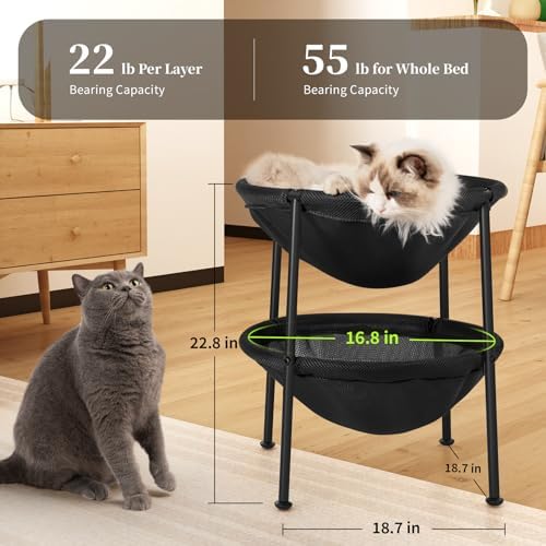 Double Cat Bed Black, Breathable - Image 5