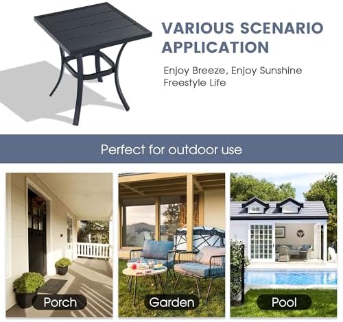 VICLLAX 18" Outdoor Side Table Small Patio End Table Square Bistro Coffee Table - Image 6