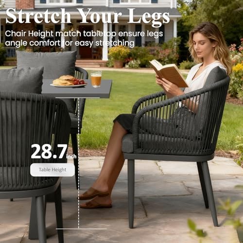 10 Pieces Outdoor Patio Dining Set, Aluminium Rectangular Dining Table and - Image 5