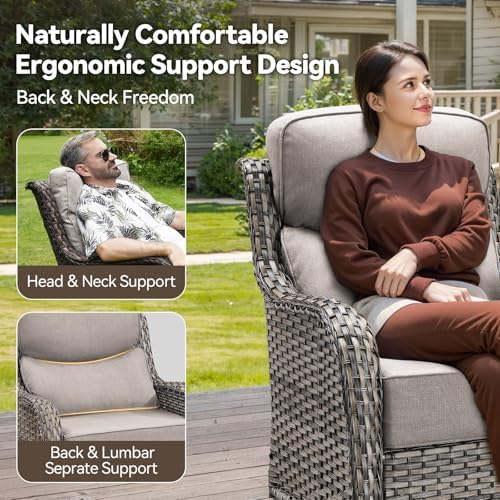 2-Piece Wicker Swivel Rocker Chairs - Image 4