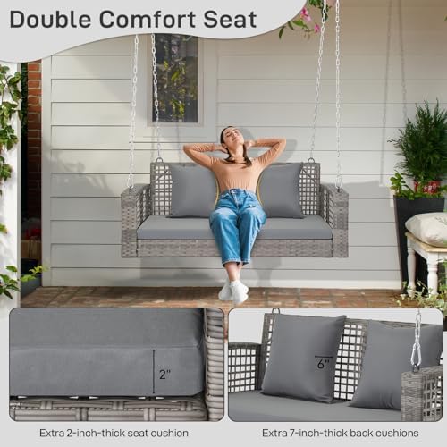 4FT Wicker 2-Person Porch Swing - Image 5