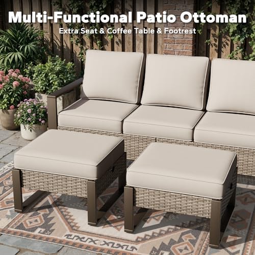 Outdoor Patio Chairs, 5 Pieces Wicker Rattan Furniture Set, 2 Patio Chairs - Image 6