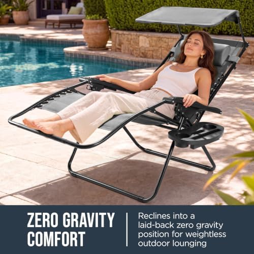 Best Choice Products Oversized Padded Zero Gravity Chair Recliner w/ Canopy - Image 3