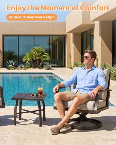 3-Piece Patio Furniture Set, Never-Rust Aluminum Swivel Patio Sofa Set - Image 4