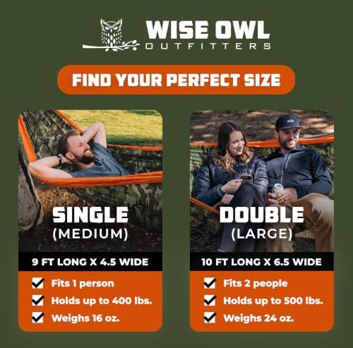 Wise Owl Outfitters Camping Hammock – 400lbs Portable Hammock - Image 2